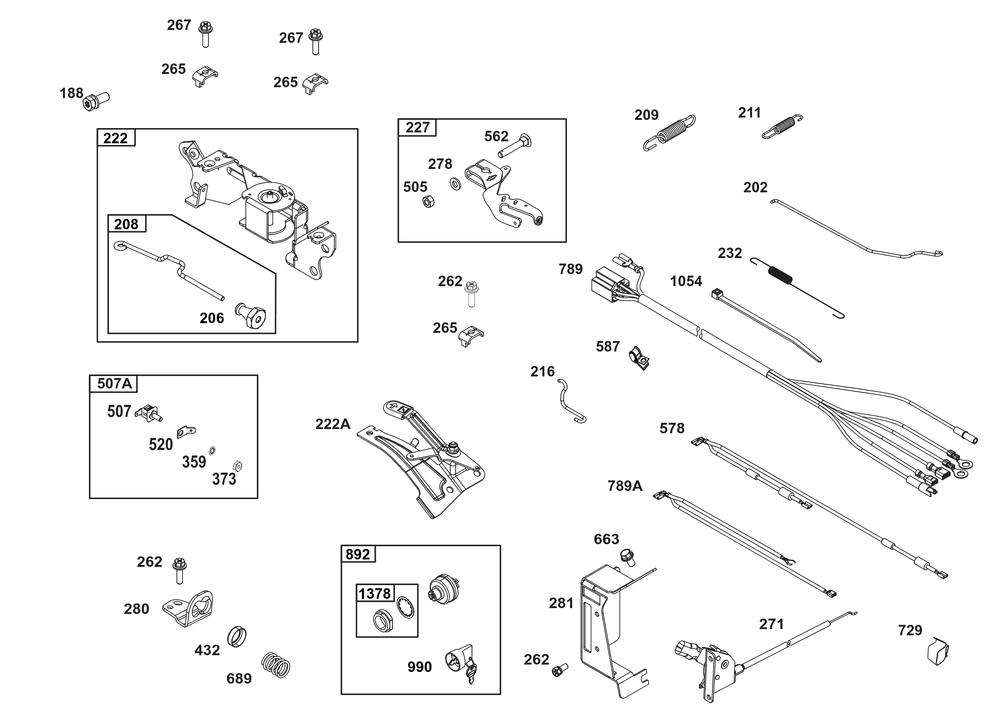 Controls Group Diagram and Parts List for 386447-0458-G1 200000 - 399999 Briggs and Stratton Engine